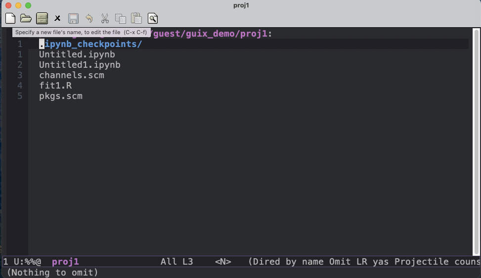 Figure 25: Navigate to project directory using dired in Emacs
