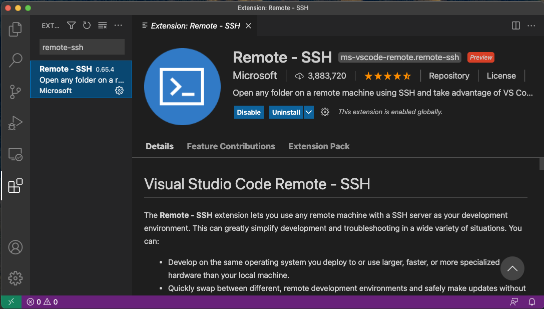 Figure 7: Install Remote-SSH extension
